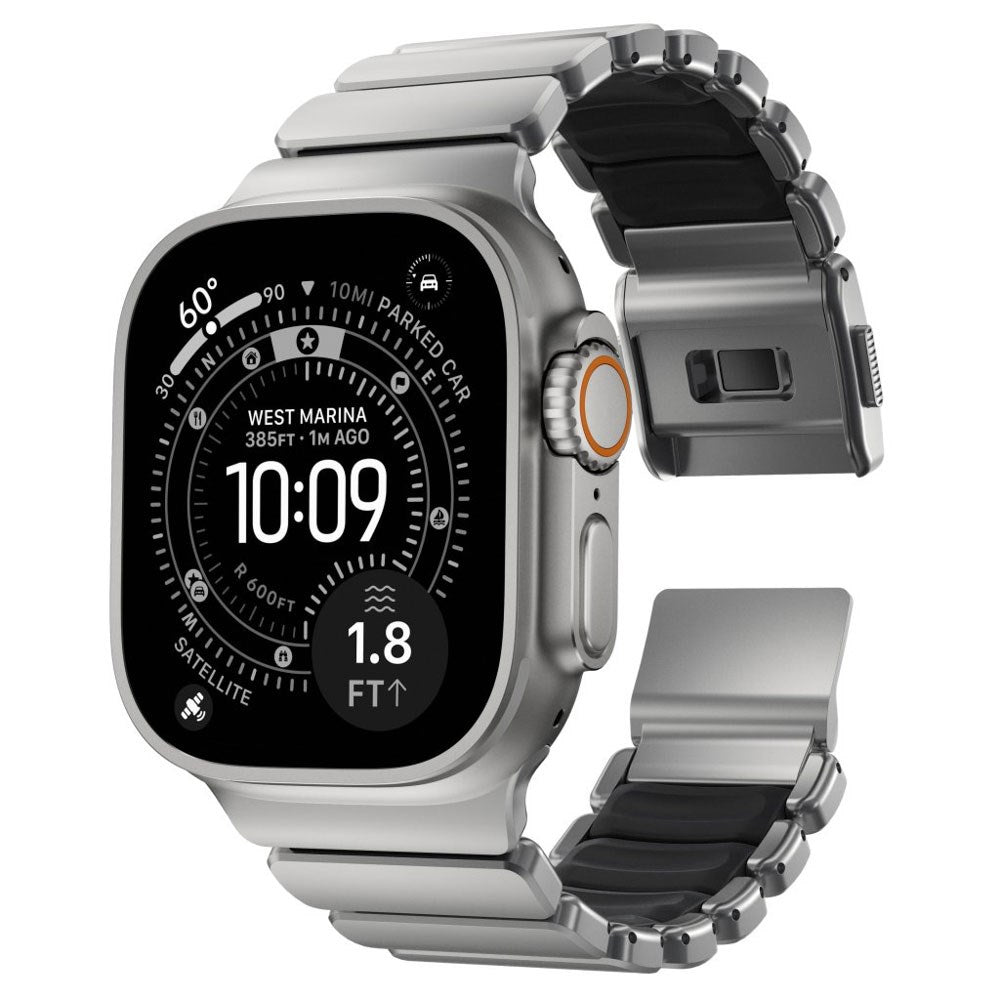 Nomad Apple Watch (42 / 44 / SE / 45 / 46 / 49mm) Stratos Rem - Natural Titanium - Black