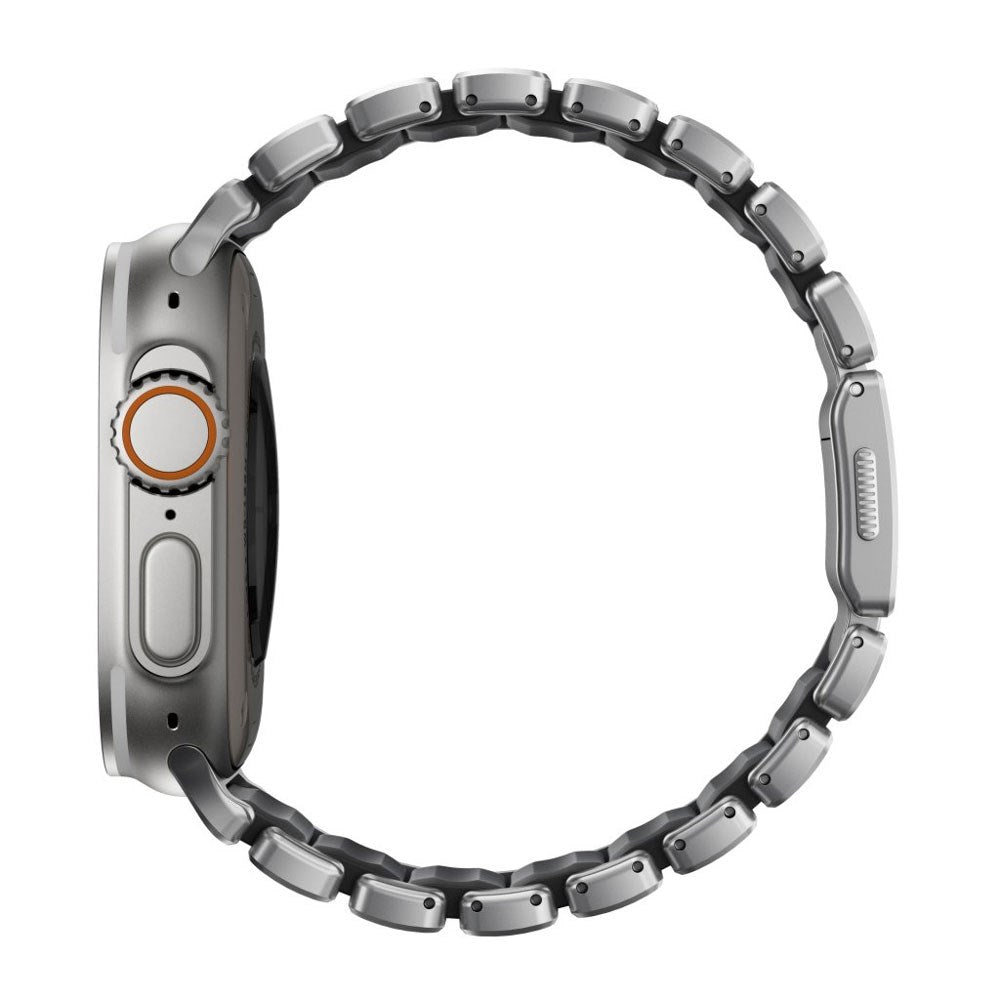 Nomad Apple Watch (42 / 44 / SE / 45 / 46 / 49mm) Stratos Rem - Natural Titanium - Black