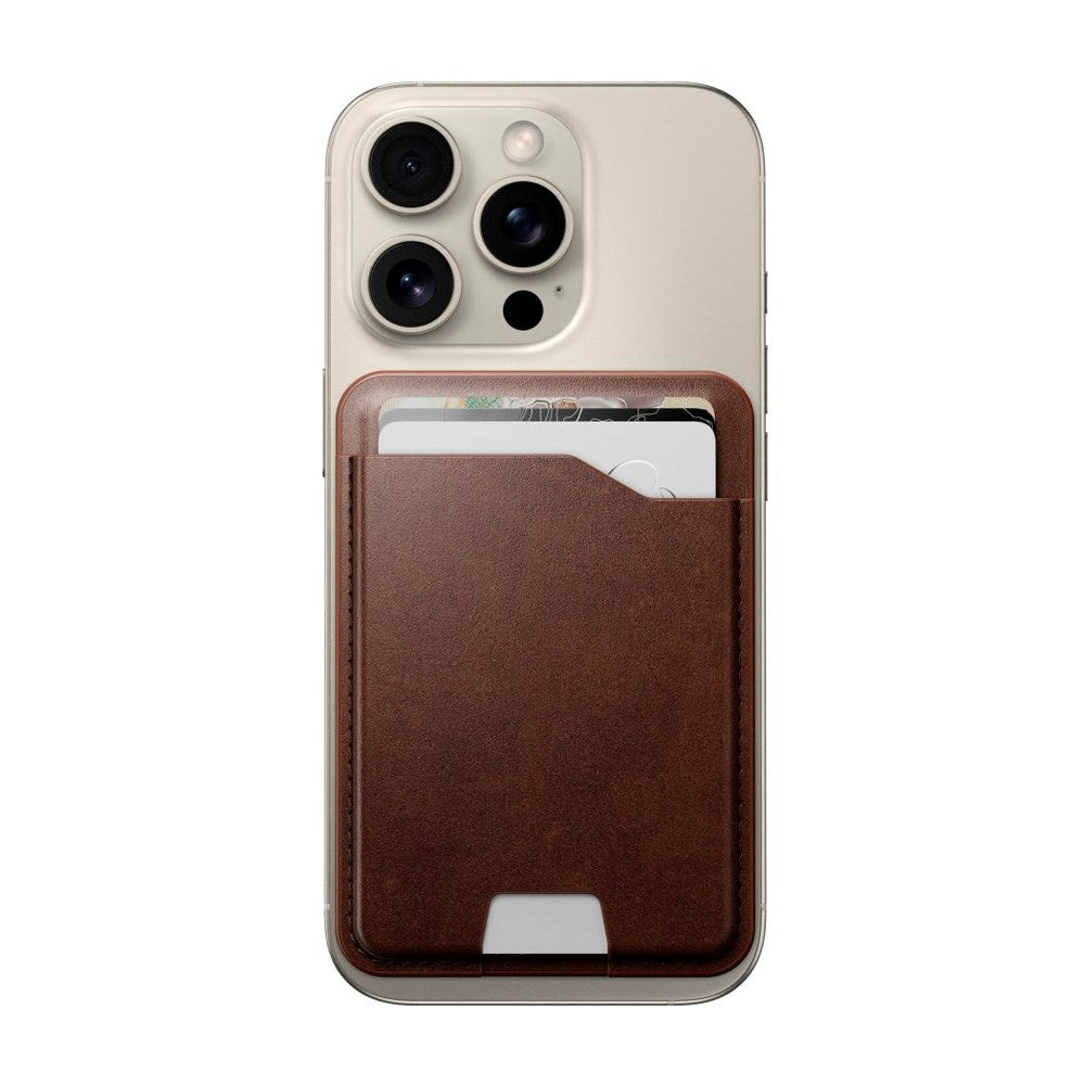 Nomad Horween Ægte Læder Kortholder m. Apple Find My - MagSafe Kompatibel - Rustic Brown