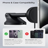 iOttie Velox Qi2 Trådløs Opladningsholder - Instrumentbræt / Forrude - MagSafe Kompatibel - Sort