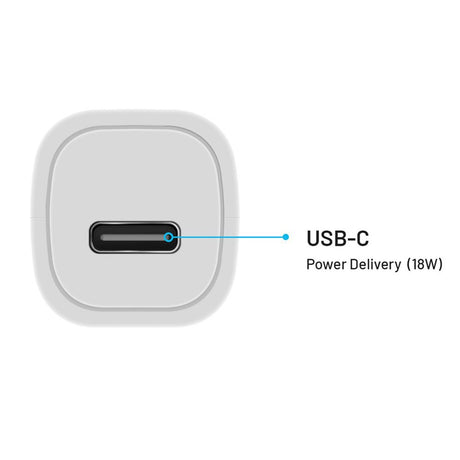 Fixed USB-C Biloplader PD 18W - Hvid