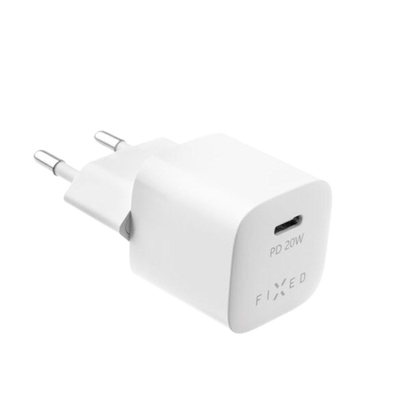 Fixed - Mini Vægoplader m. 1x USB-C / 1x USB-C Kabel - 20W - 1m - Hvid
