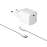 Fixed - Mini Vægoplader m. 1x USB-C / 1x USB-C Kabel - 20W - 1m - Hvid