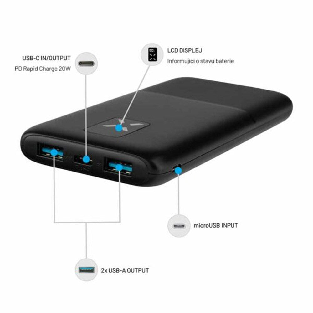 Fixed USB-C 20W Power Bank 10.000 mAh - Sort