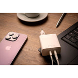 Fixed 65W PD 2x USB-C Hurtig Vægoplader - Hvid