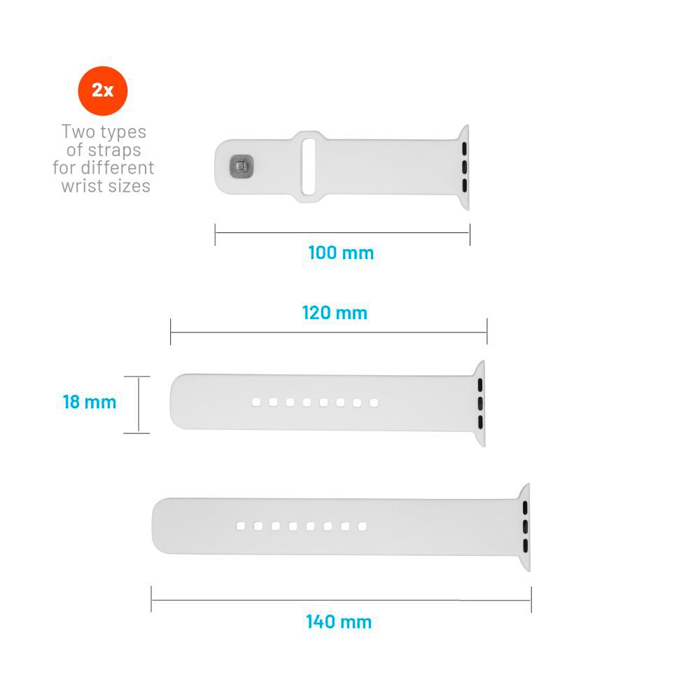 Fixed Apple Watch (42/44/SE/45/46/49mm) Sporty Silikone Rem Sæt - Hvid