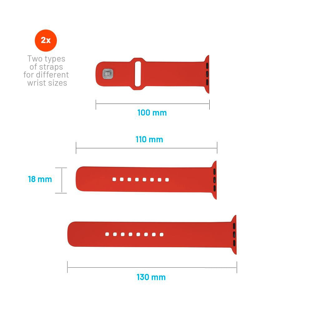 Fixed Apple Watch (38/40/SE/41/42mm) Sporty Silikone Rem Sæt - Rød