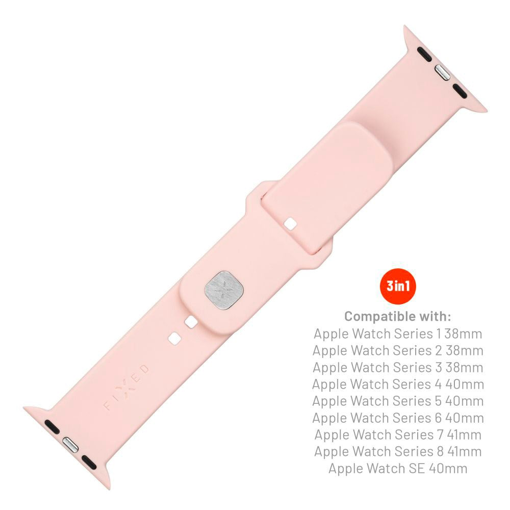 Fixed Apple Watch (38/40/SE/41/42mm) Sporty Silikone Rem Sæt - Lyserød