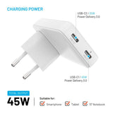 Fixed Slank Rejseadapter m. 2 x USB-C - EU / UK / US / AUS - Hvid