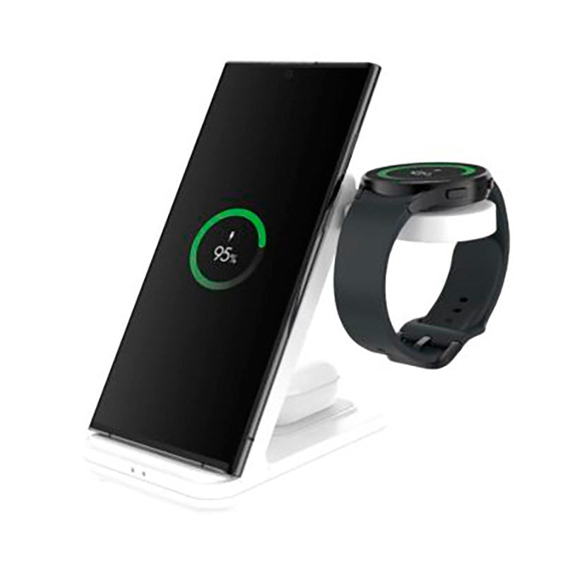Fixed Trådløs 3-in-1 Opladningsstation til Samsung - Hvid