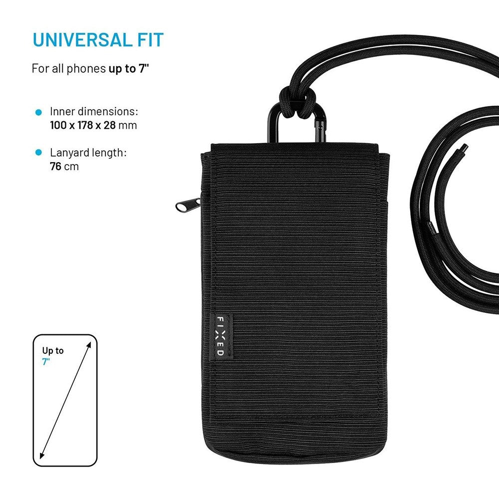 Fixed Mobil Taske m. Lomme - Maks. Mobilmål: 100 x 178mm - Sort