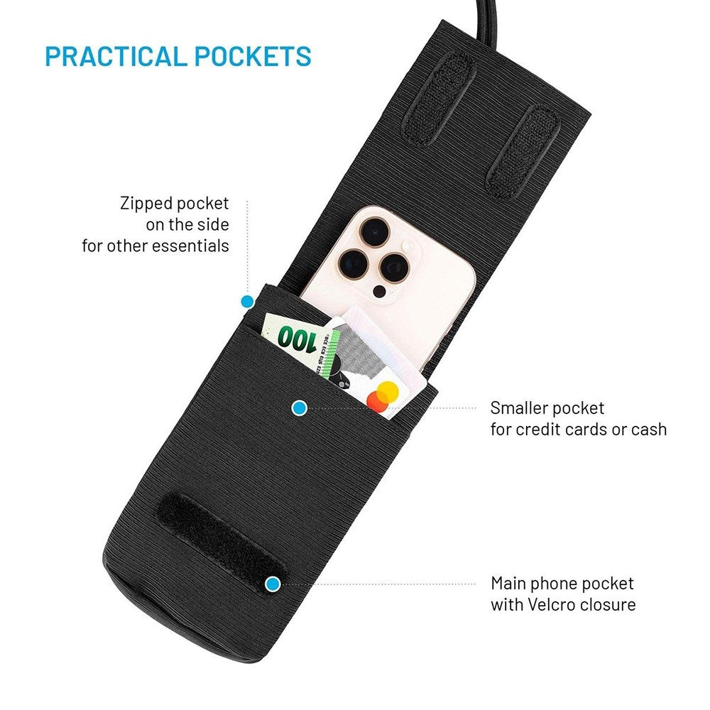 Fixed Mobil Taske m. Lomme - Maks. Mobilmål: 100 x 178mm - Sort
