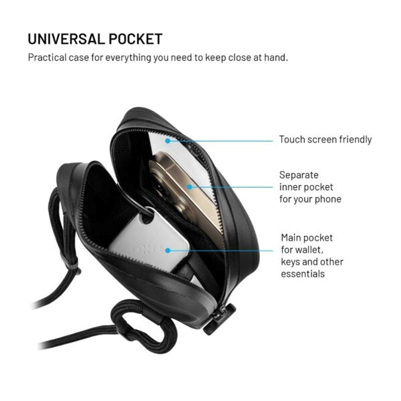 Fixed Vandtæt Etui til Mobil - Mål: 95 x 186mm - Sort / Gennemsigtig