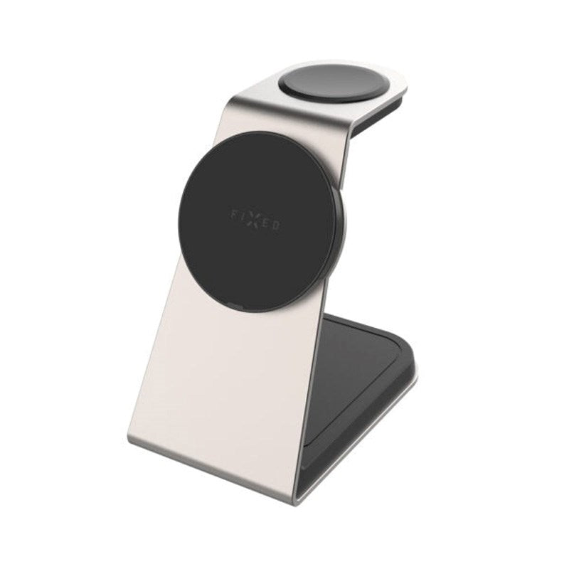 FIxed 3-i-1 Trådløs Opladningsdock 15W til Smartphone / Apple Watch / AirPods - Titanium
