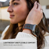 Apple Watch (42/44/SE/45/46/49mm) Fixed Silikone Urrem med Magnetisk Lukning - Grå / Orange