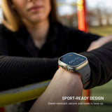 Apple Watch (42/44/SE/45/46/49mm) Fixed Silikone Urrem med Magnetisk Lukning - Grå / Orange