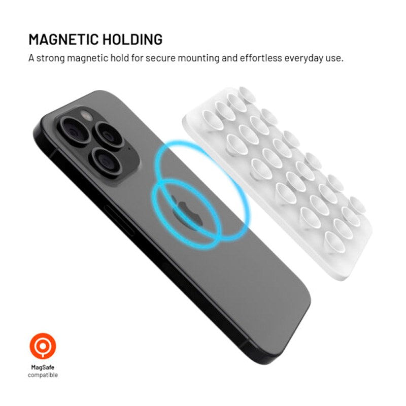 Fixed MagMate - Silikone Sugekop Mobilholder - MagSafe Kompatibel - Hvid