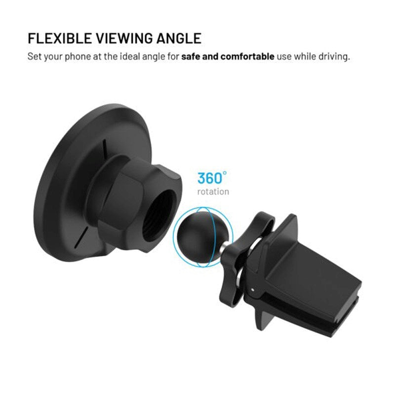 Fixed Mobilholder til Bil med 15W Trådløs Opladning til Ventilationsgitter - Sort