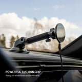 Fixed Mobilholder til Bil med 15W Trådløs Opladning til Forrude / Instrumentbræt - Sort