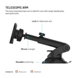 Fixed Mobilholder til Bil med 15W Trådløs Opladning til Forrude / Instrumentbræt - Sort