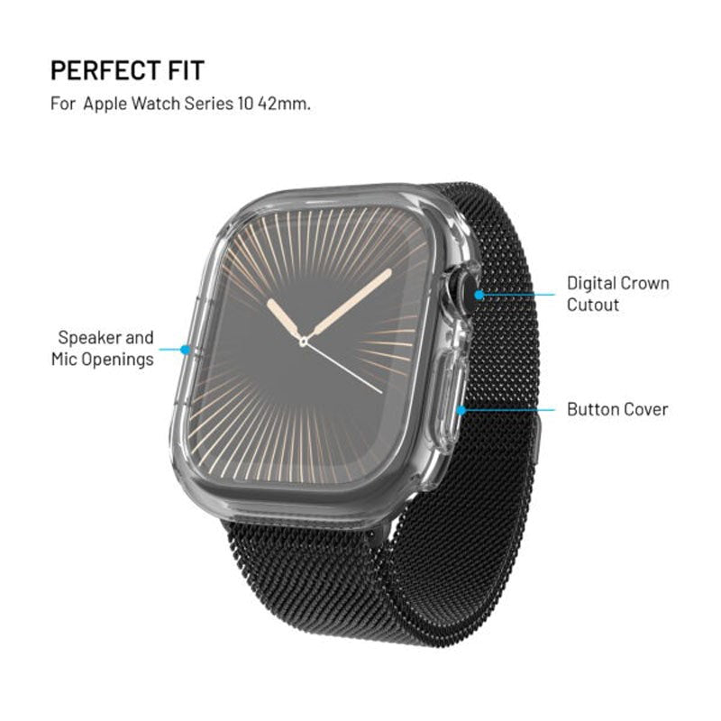 Apple Watch 11 / 10 (42mm) Fixed Cover m. Indbygget Skærmbeskyttelsesglas - Gennemsigtig