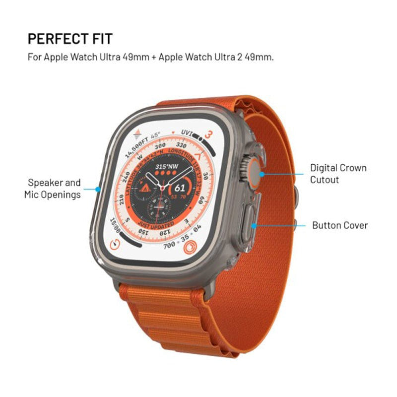 Apple Watch Ultra 3 / 2 / 1 (49mm) Fixed Cover m. Indbygget Skærmbeskyttelsesglas - Gennemsigtig