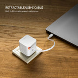 Fixed 65W USB-C Vægoplader inkl. Udtrækkeligt USB-C Kabel - Hvid