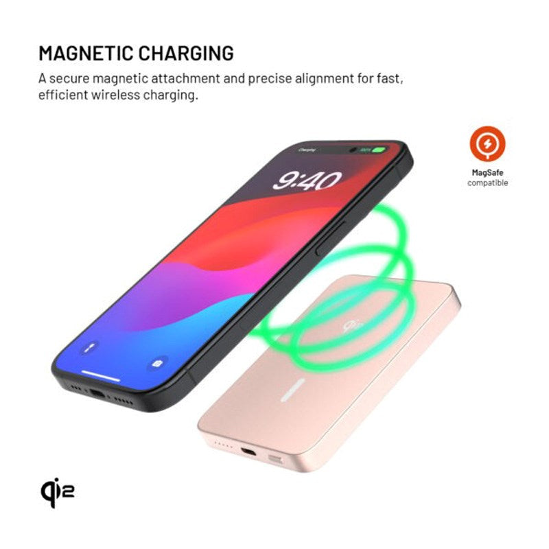 Fixed MagZen Powerbank 5.000 mAh m. Qi2 - Lyserød