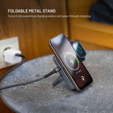 Fixed MagZen 5 Qi2 PowerBank m. Ståfunktion & Apple Watch Oplader - MagSafe Kompatibel - 20W / 5000 mAh - Grå
