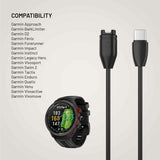 Fixed USB-C Kabel til Garmin Ur - 2m - Sort