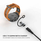 Fixed Adapter - USB-C til Garmin Smartwatch Lader - Sort