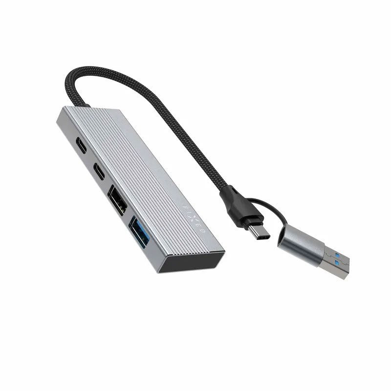 Fixed 4-in-1 USB-C Multiport Hub - 2 x USB-A - 2 x USB-C - Sølv