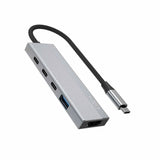 Fixed 5-in-1 USB-C Multiport Hub - 3 x USB-C - 1 x USB-A - 1 x HDMI - Sølv
