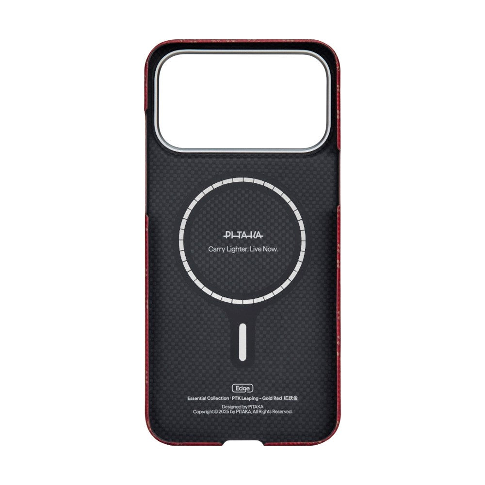 iPhone 17 Pro Max PITAKA Edge Monogram Case - MagSafe Kompatibel - Guld / Rød