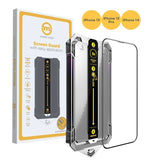 Mobile Origin Skærmbeskyttelsesglas m. Applikator - iPhone 16e / 14 / 13 / 13 Pro - Gennemsigtig / Sort Kant