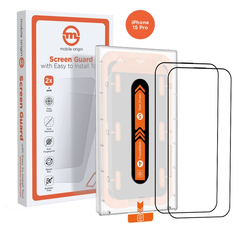 iPhone 15 Pro Mobile Origin Orange Screen Guard Skærmbeskyttelse – 2 stk. - Gennemsigtig