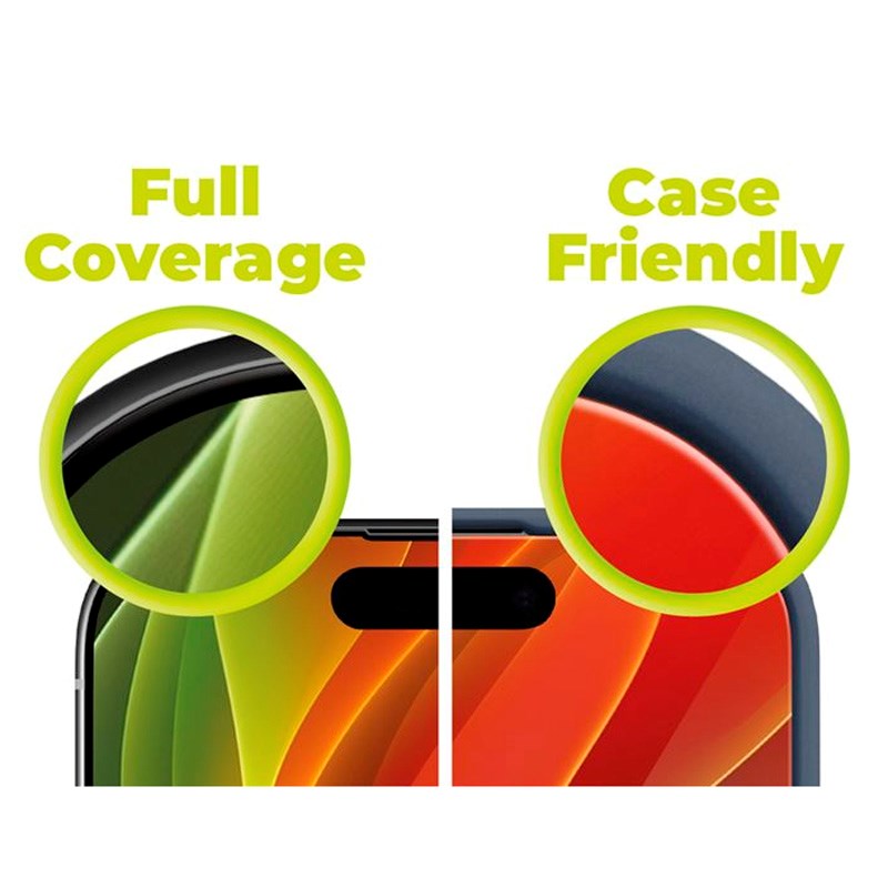 iPhone 15 Plus / 16 Plus Mobile Origin EasyGlass Skærmbeskyttelse - Gennemsigtig / Sort Kant