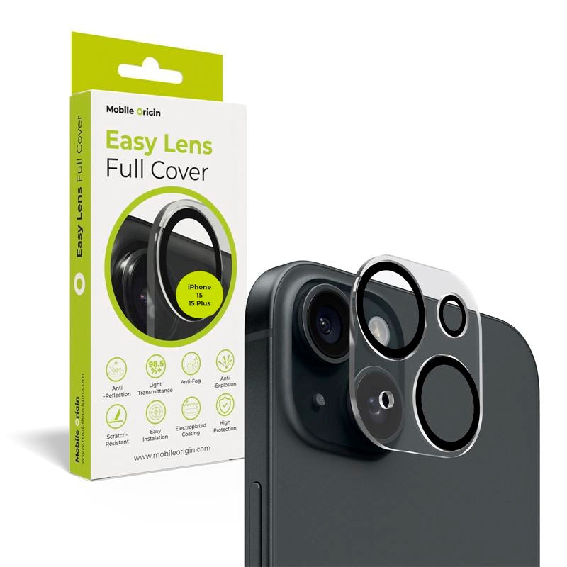 Mobile Origin Easy Lens Cover - Gennemsigtig beskyttelse til iPhone 15 / 15 Plus