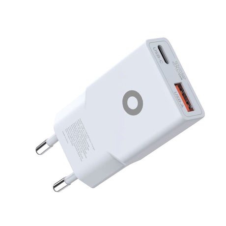 Mobile Origin - MO16 30W Slim Vægoplader m. 1x USB-C & 1x USB-A - Hvid