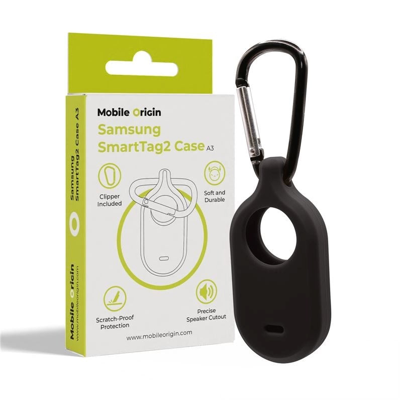 Samsung Galaxy SmartTag2 Mobile Origin Silikone Case - inkl. Karabinhage - Sort