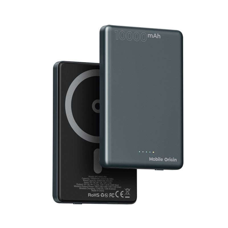 Mobile Origin Powerbank m. 10.000mAh / 20W / USB-C - MagSafe Kompatibel - Grå