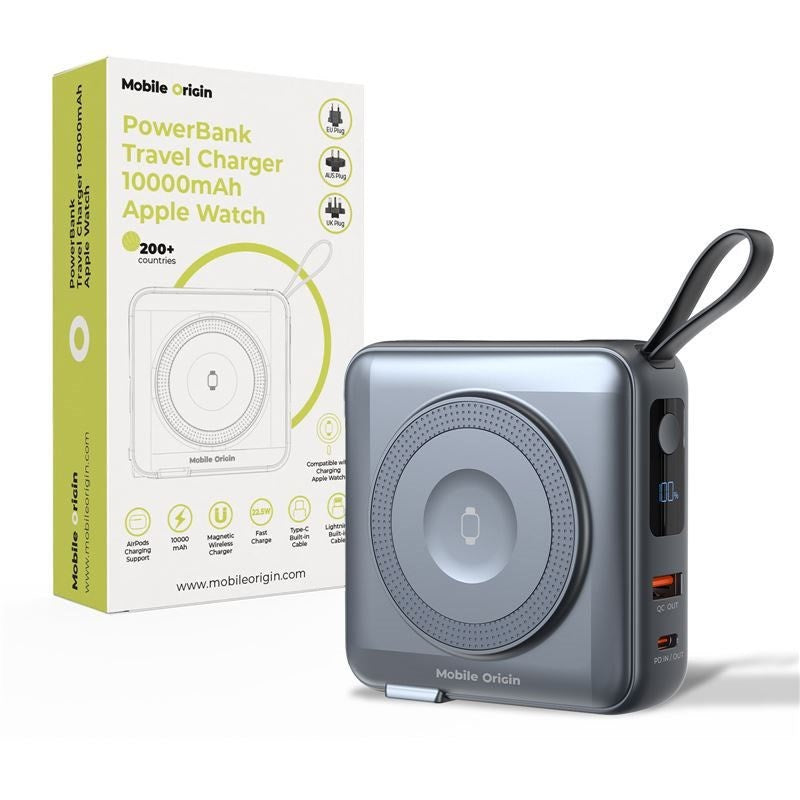 Mobile Origin PowerBank Rejseoplader - MagSafe Kompatibel - 10.000 mAh - Grå