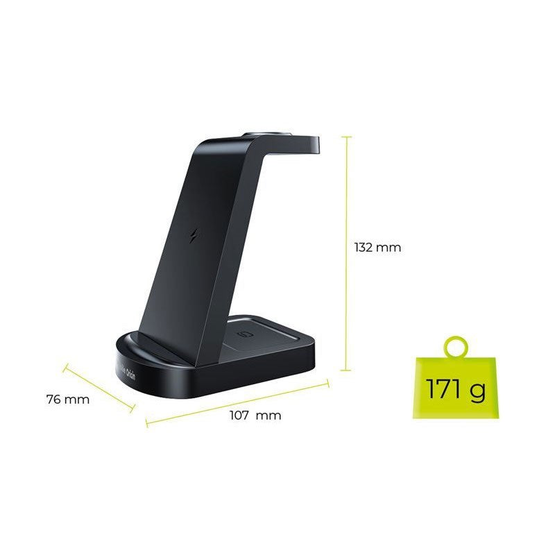 Mobile Origin 3-i-1 Trådløs Oplader til iPhone / Apple Watch / AirPods - MagSafe / Qi Kompatibel - Sort