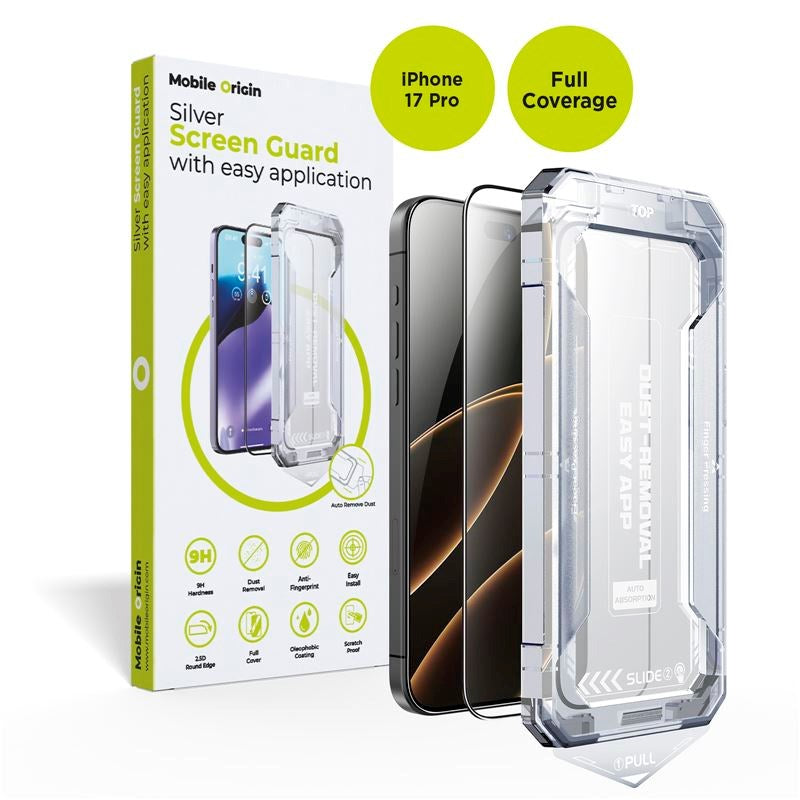 Mobile Origin iPhone 17 Pro Screen Guard Skærmbeskyttelsesglas inkl. Easy Applicator - Gennemsigtig
