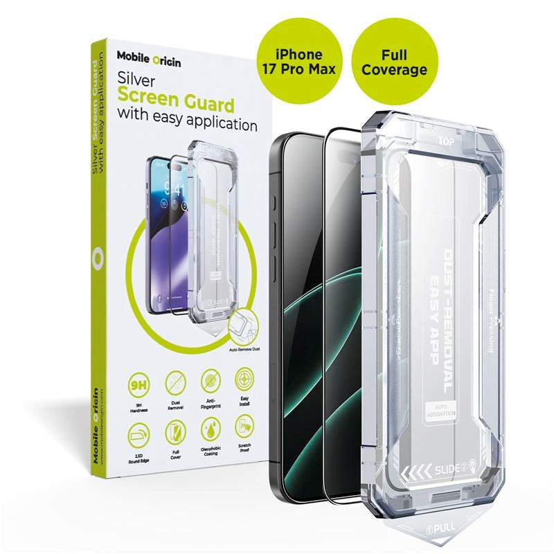 Mobile Origin iPhone 17 Pro Max Screen Guard Skærmbeskyttelsesglas inkl. Easy Applicator - Gennemsigtig