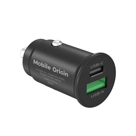 Mobile Origin Biloplader m. 1 x USB-A & 1 x USB-C - 30W - Sort