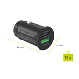 Mobile Origin Biloplader m. 1 x USB-A & 1 x USB-C - 30W - Sort