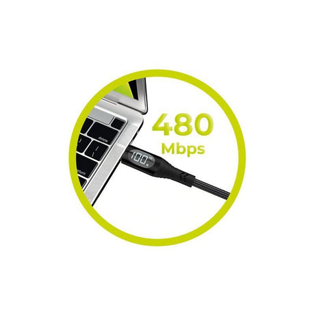 Mobile Origin USB-C til USB-C Kabel m. Indbygget Display - 100W - 1,5 m - Sort