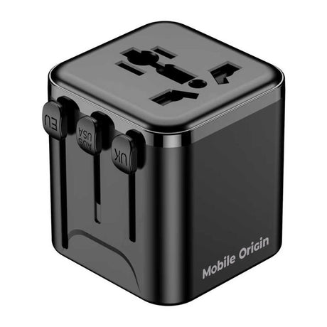 Mobile Origin 30W Universal Vægoplader m. Rejseadapter EU/UK/US/AUS - Sort
