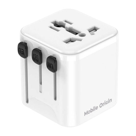 Mobile Origin 30W Universal Vægoplader m. Rejseadapter EU/UK/US/AUS - Hvid
